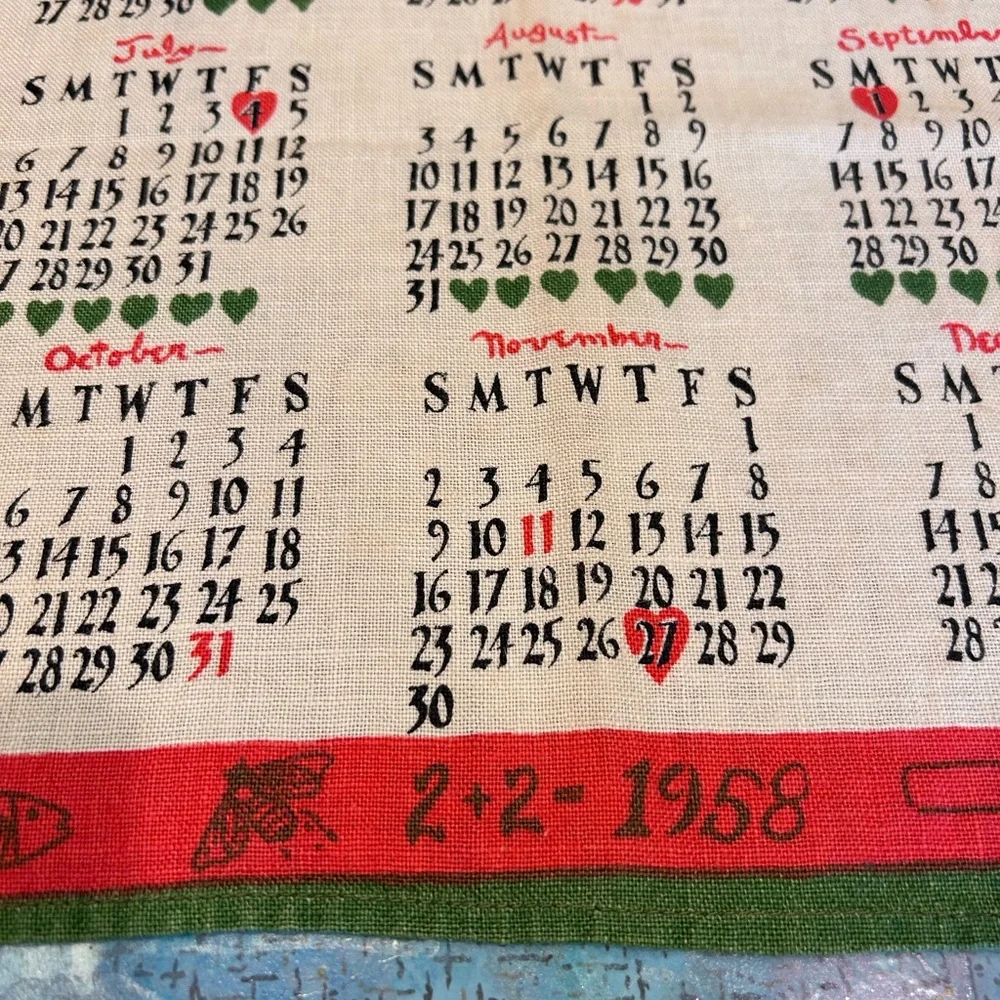 1958 Linen Calendar